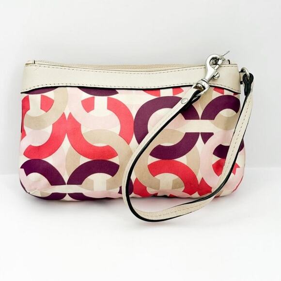 COACH 1941 Satin Chain Logo Kristin OP Art Multicolor wristlet Top Zip - Picture 11 of 11